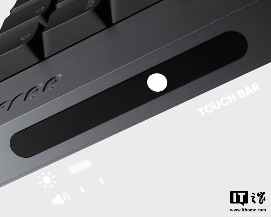 The Lofree Flow 2 touch bar will be configured to screen brightness and volume by default. (Image source: Lofree)