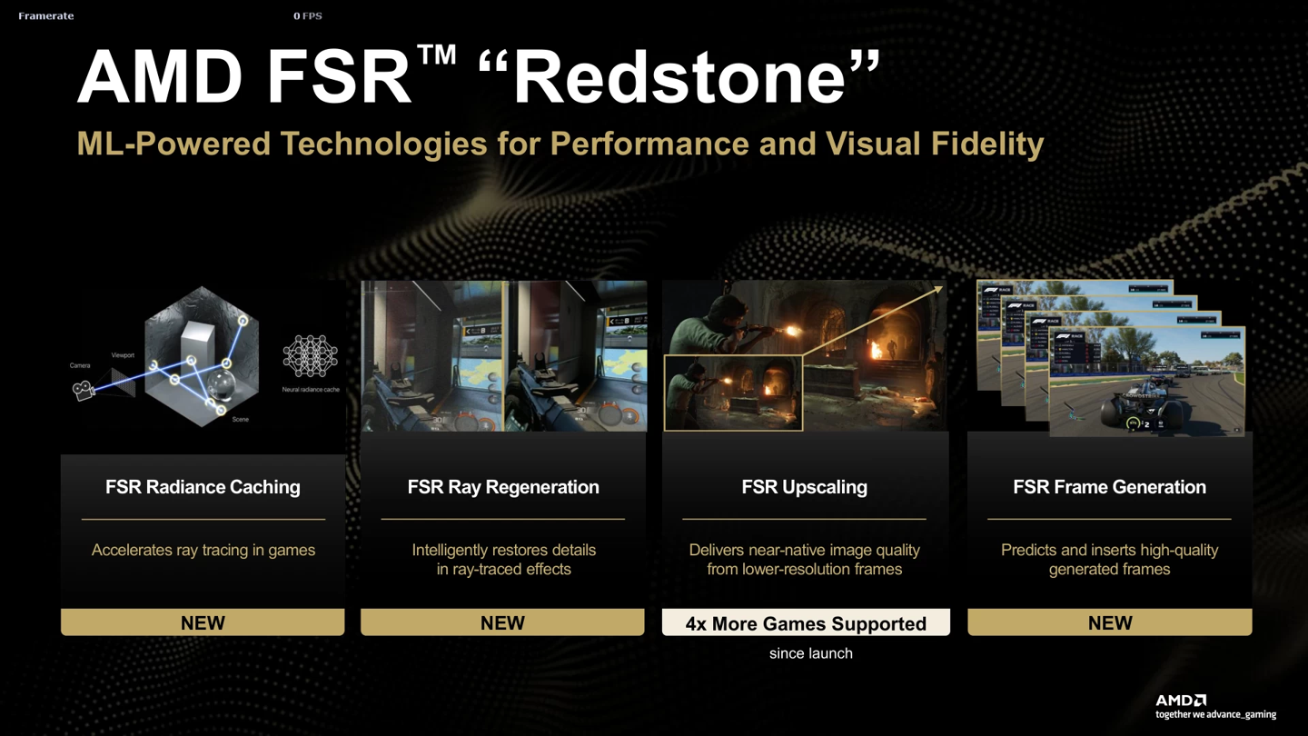 AMD 发布 FSR Redstone 技术,RX 9000 系列显卡性能提升显著