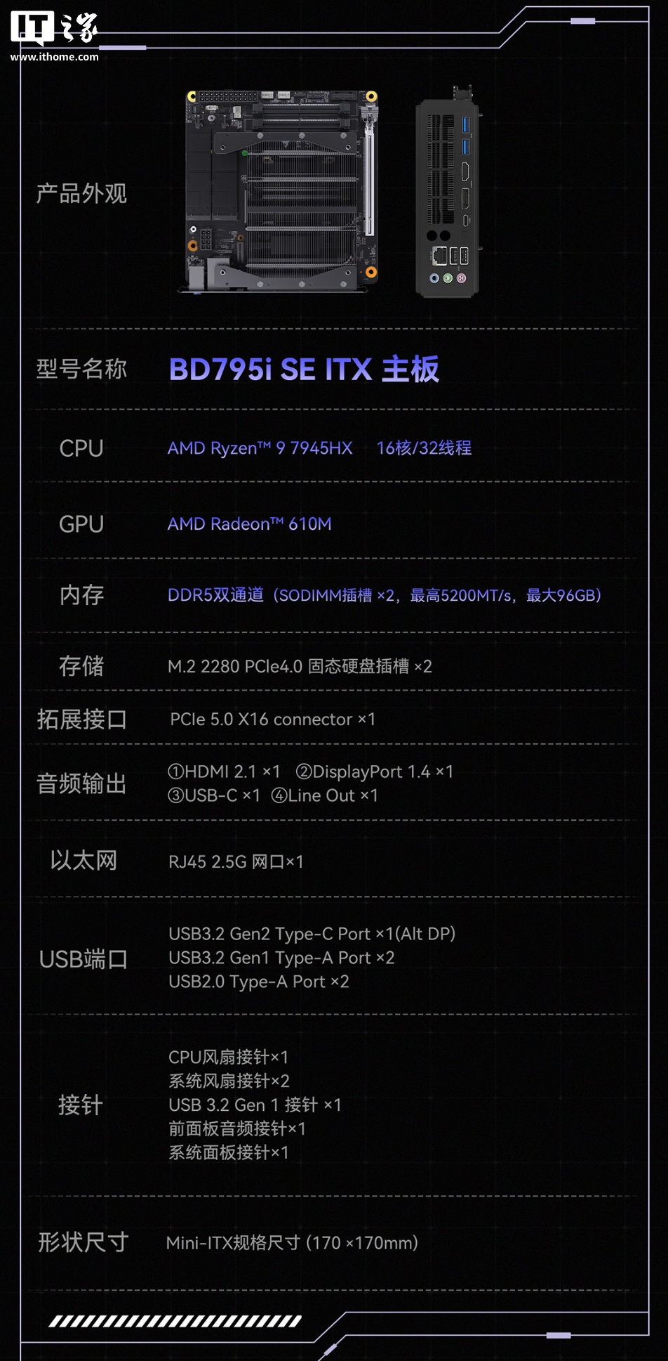 铭凡 BD895i SE 主板开售:自带 AMD 锐龙 9 8945HX 处理器,2899 元