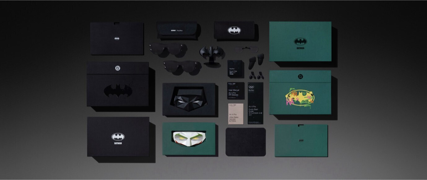 雷鸟推出蝙蝠侠限定版 Air 4 Pro AR 眼镜:可选蝙蝠侠 / 小丑版,提供专属遮光罩